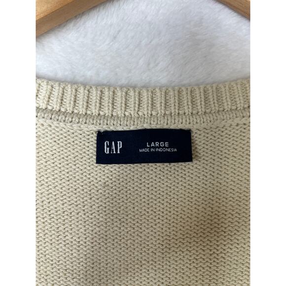 GAP Cropped Sleeveless Button Down Cardigan Sweater Vest Cream sz L Cottagecore - Picture 6 of 8